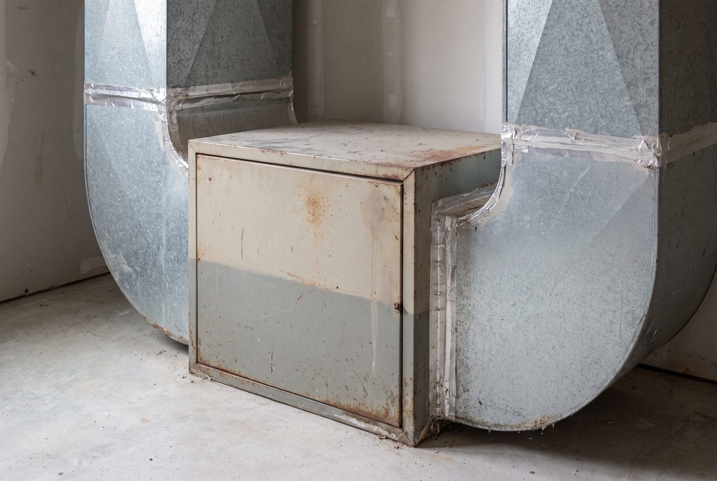 A media air-cleaner cabinet fitted into the return duct of an air handler.